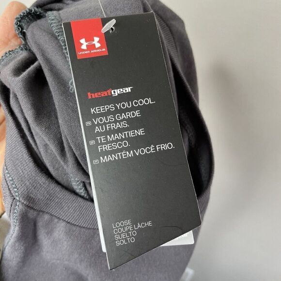 UNDER ARMOUR UA Mens HeatGear Loose Performance Tee NEW Sz S LOGO Gray T-Shirt - Picture 8 of 9